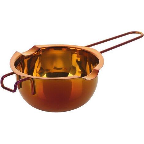 Recipiente para baño maría de acero inoxidable color oro rosa de 400 ml.