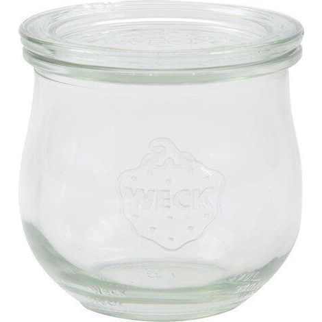 Weck RR80 - Juego de 6 tarros de conserva, 370 ml, con tapa de cristal y anillas en caja original de Weck (tapa de cristal y anillos) (1/3)