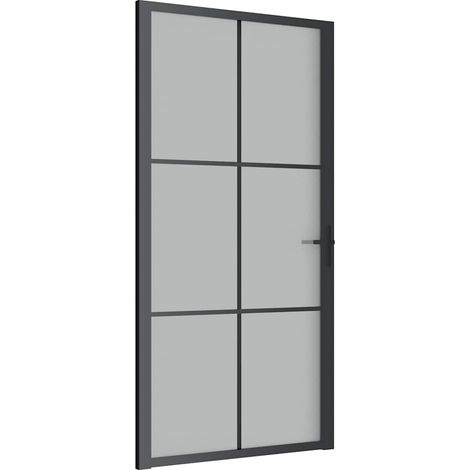 vidaXL Puerta interior de vidrio y aluminio negro mate 102,5x201,5 cm (1/2)