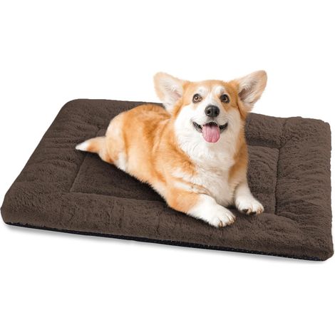 Panier Chien, Tapis Chien Grande Taille, 75x50 cm Matelas pour Chiens Lavable Super Doux Dog Bed Imperméable avec Dessous Antidérapant, Le Brun