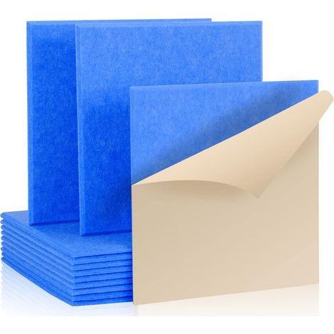 12 Acoustic Panels, Self-Adhesive, Polyester Foam, 30x30x1cm, For Studio, Office (1/5)