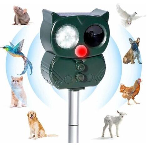 Répulsif Chat Ultrason Solaire Exterieur Répulsif Animaux Fréquence Réglable Répulsif à Ultrason Sonore Imperméable Prévenir Chiens Chats Fox Squirrels Souris pour Jardins, Champs, Pépinières (1/5)