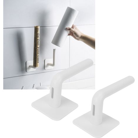 Set aus 2 wandmontierten Aufbewahrungshaltern für Toilettenpapierrollen, kein Bohren erforderlich, für Küche und Badezimmer. (1/5)
