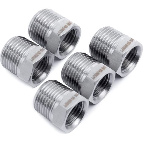Barre Production 3/8-Pouce Mâle BSPT x 1/4-Pouce Femelle BSPP Hex Bague Réduire Raccord en Acier Inoxydable 316 de Tuyau (paquet de 5) (1/5)