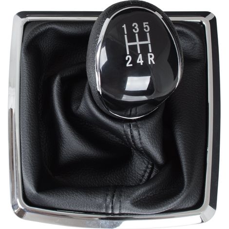 Pomo de palanca de cambios negro para Ford Focus Mk2 04-11 + funda con marco cromado, 5 velocidades. (1/5)