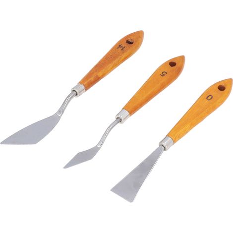 Couteau à palette suspendu en acier inoxydable de forme irrégulière, grattoir à peinture acrylique avec manche en bois de hêtre