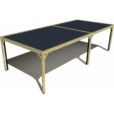 Carport bois • 9m x 4m • indépendante • sens largeur • livraison comprise (1/3)