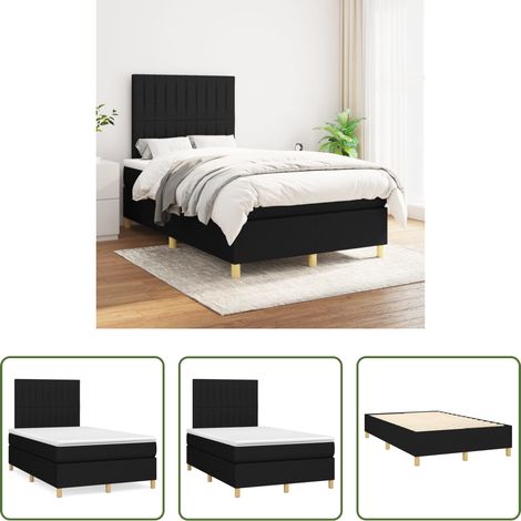 vidaXL Kopfteil - Boxspringbett mit Matratze Schwarz 120x200 cm Stoff (1/5)