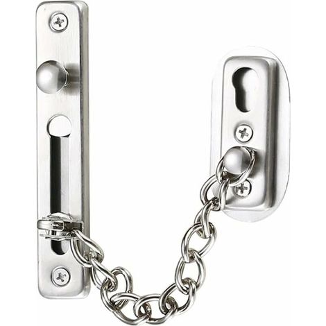 Chaîne de sécurité, chaîne de porte en acier inoxydable 304, verrou de porte avec vis, utilisée pour les portes et fenêtres intérieures des hôtels familiaux, finition chrome argenté brossé (1/5)
