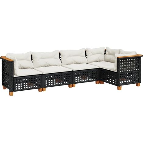 Maison Exclusive - Set Divani da Giardino 5 pz con Cuscini in Polyrattan Nero (1/5)