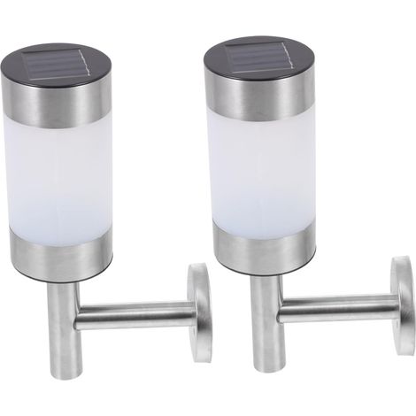 2pièces Applique Murale Solaire Led Acier Inoxydable Pour Jardin Éclairage (1/5)