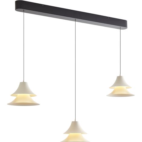 QAZQA Pendelleuchte schwarz mit beige inkl. LED 3-Stufen-Dimmbar