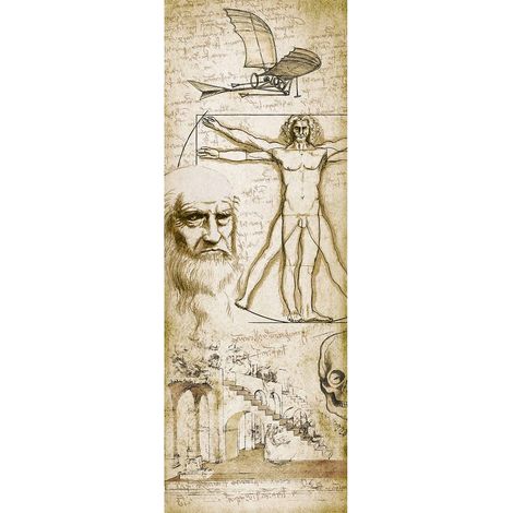 Papier peint panoramique bureau beige vintage | Tapisserie panoramique histoire naturelle pour couloir | Papier peint panoramique antique salon - 280 x 100 cm (1 pièce) (1/2)