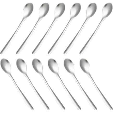 Cuillères, agitateurs à café, cuillères à café en acier inoxydable, cuillères à glace, cuillères à cocktail, cuillères à thé, lot de 12 (1/5)