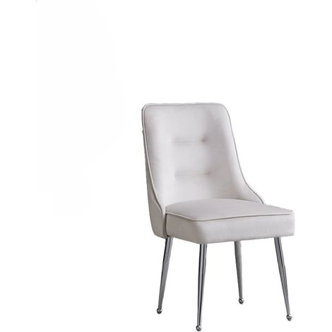 Lot de 2 chaises luxury ZIP en velours pieds chromés - Beige (1/3)