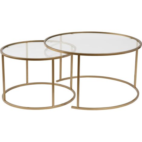 2er-Set Couchtische aus Metall "Aurum" - 80 x 80 x 43 cm - Transparent Gold