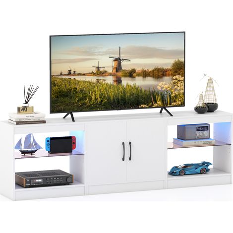 COSTWAY Modular TV Stand for 85" TVs 3-in-1 Entertainment Center-White (1/5)