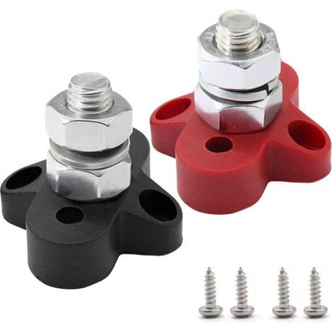 2 pièces bornier de Distribution d'énergie 48V M8 positif négatif 2 goujons bloc de jonction de batterie