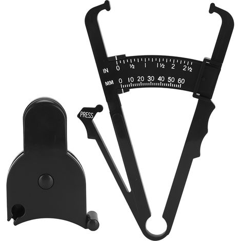 Pince à mesurer corporelle noire 150cm/60in, outil de mesure de pli cutané pour perte de poids et fitness, compas d'épaisseur de graisse, ruban de tour de taille 150cm/60in, kit de contrôle corporel (1/5)