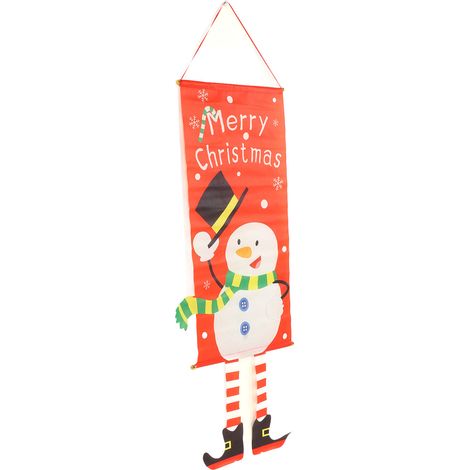 Père Noël Bonhomme de Neige Fanion Suspendu Décoratif Bannière Paysage Toile Murale Guirlande (1/5)