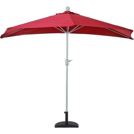 Ombrellone da parete balcone salvaspazio mezzaluna semicircolare Parla 145x285x252cm bordeaux con base (1/5)