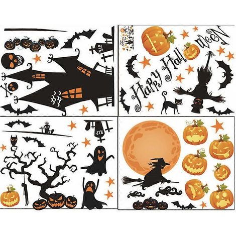 Pegatinas para ventanas de Halloween Decoraciones para ventanas de Halloween Lindas pegatinas de calabazas y fantasmas para ventanas de Halloween Calcomanías para ventanas de Halloween para decoración