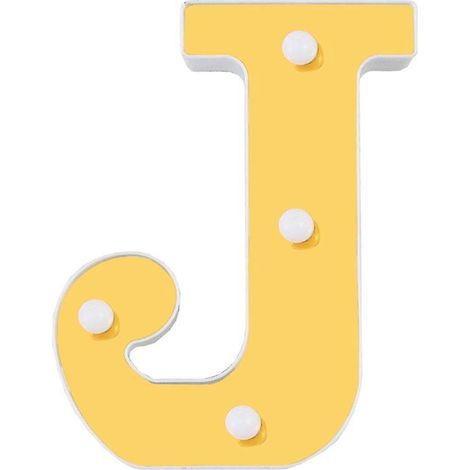 Lampe de nuit LED 3D avec 26 lettres lumineuses de l'alphabet, enseigne lumineuse pour mariage, anniversaire - J - (1/5)