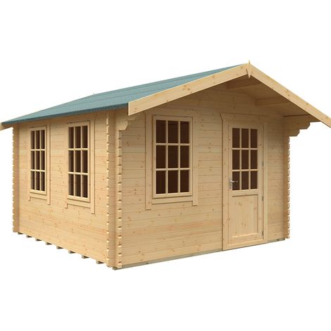 12x12w The Carrington Plus 44mm Cabin - L355 x W355 x H271.9 cm - Solid Wood/Softwood/Pine - Natural