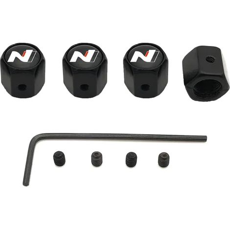 Bouchons de valve de pneu noirs pour N Line, NLine i30, i20, Tucson, Elantra, Kona, Santa Fe, Sonata et Accent. Accessoires (1/5)