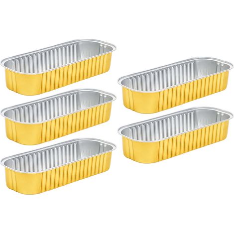 Lot de 5 barquettes carrées en aluminium pour friteuse à air chaud, idéales pour la cuisine domestique. (1/5)