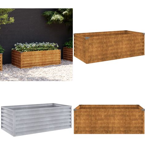 Lit surélevé de jardin 100x50x36 cm acier corten - Jardiniere Exterieur - Bac A Fleurs - Lit Surélevé Jardin - Acier Corten - Decoration Jardin - Home & Living (1/5)