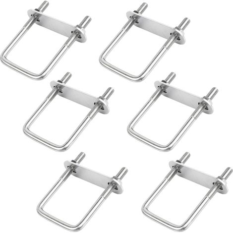 6 Pièces Boulons en U M6, 100 x 50 mm Boulons de U en Acier Inoxydable avec Écrou Cadre et Rondelle Bride de Fixation U-Bolts pour Remorquage, Réparation, Bateau, Voiture (1/5)