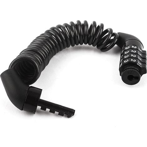 Candado de cable para bicicleta con código inteligente de 4 dígitos y soporte para bicicleta, 150 cm de largo para bicicleta, scooter, portón trasero y casco, color negro (1/5)