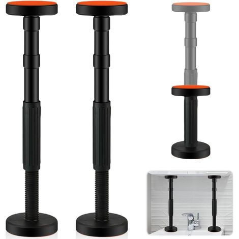 2 Pièces Tiges de Support Télescopiques, Hauteur Réglable 18-45 cm, Support de Montage avec Capacité de 200 kg, Pied de Levage pour Placard, Évier et Meuble (1/5)