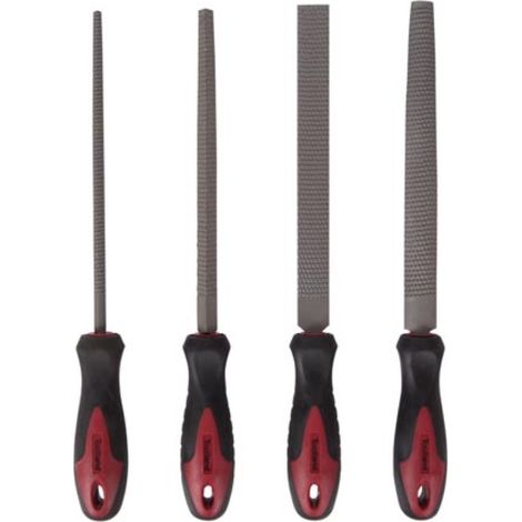 Toolland 4-teiliges Feilenset für Holz: unverzichtbar für jeden Holzarbeiter, vielseitig, ergonomisch, präzise Ergebnisse, professionelle Qualität, Set mit flachen, runden, halbrunden und dreieckigen (1/2)