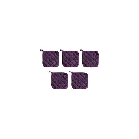 Lot de 5 maniques isolantes, gants de cuisine et dessous de plat - Violet (1/5)