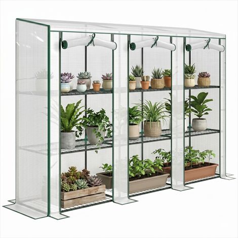 Serre de jardin Mini serre 3 étagères 3 portes zippées 215 x 46 x (1/5)