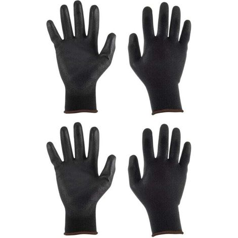2 Paires de Gants de Travail Antidérapants En Nylon Revêtu de Caoutchouc de , XU,24 cm pour L'Installation Et Réparation D'Électronique (Taille L), Noir Marron - KZQ (1/4)