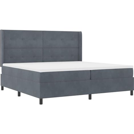 Maison Exclusive - Lit à ressorts avec matelas Gris foncé 200 x 200 cm Velours (1/5)