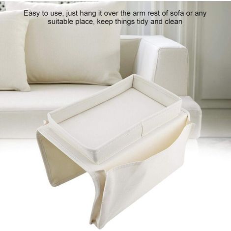 Organisateur d'accoudoir de Chaise de canapé, Organisateur d'accoudoir antidérapant pour téléphone, Livre, Magazines, télécommande de télévision(Beige) (1/3)