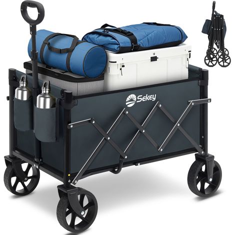 Sekey Bollerwagen, Faltbarer Handwagen 4 Räder, 80KG, Grau (1/4)