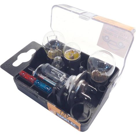 Coffret de secours d'ampoules 12v compact h1+ h7 6 lampes + 2 fusibles SODELEC - 16275
