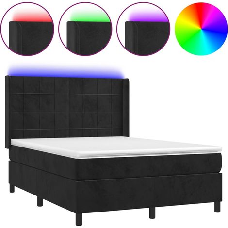Maison Exclusive - Boxspringbett mit Matratze & LED Schwarz 140x2