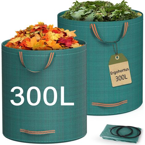Sacs à déchets de jardin Heavy Duty, 300 L x 2 Sacs de jardin réutilisables avec poignées, sacs à déchets de jardin en tissu adapté à l'industrie pour feuilles, déchets, ordures, déchets de jardin, ét (1/5)