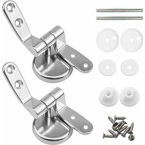 Attaches Charnière Abattant WC, Lot de 2 Charnières de Rechange pour Lunette de Toilette avec Fixations en Alliage de Zinc