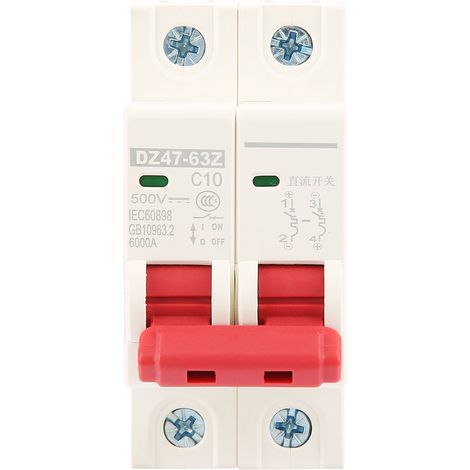Disjoncteur miniature 2P CC 500 V 10 A, disjoncteur de sécurité MCB DZ47-63Z-2P (1/5)