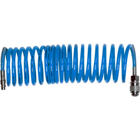 EXTOL PREMIUM PU-Spiralluftschlauch mit Schnellkupplungen aus Messing