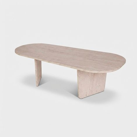 Ovalis ovaler Couchtisch aus Melaminharzbeschichteter Spanplatte 18 mm - Beige (1/5)