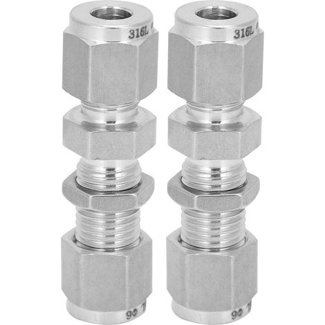 2 Pièces Raccord à Double Bague 316 Inoxydable pour Compression de Tuyau Accessoire 6mm (1/5)