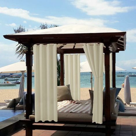 Rideaux d'extérieur Imperméables, Rideau Occultant Isolant Thermiques pour Pergola, Cabanon Jardin Exterieur, Gazebo, Porche Terrasse(132213 CM, Beige) (1/4)